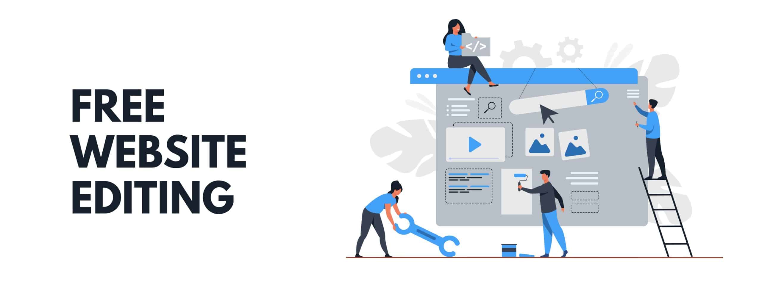 Digital marketing team constructing landing or home page